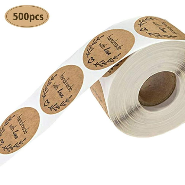 1 rollo de 500 piezas de papel kraft hecho mano con etiquetas de sellado decorativas Baoblaze Kraft Pegatinas Al Horno | Walmart en línea
