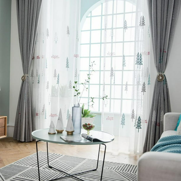 Cortinas Translúcidas De Dormitorio Con Térmica Aislamiento Adecuada Para  Dormidos,2.8 X 1m Pantalla de ventana de bordado Soledad Paneles de cortina