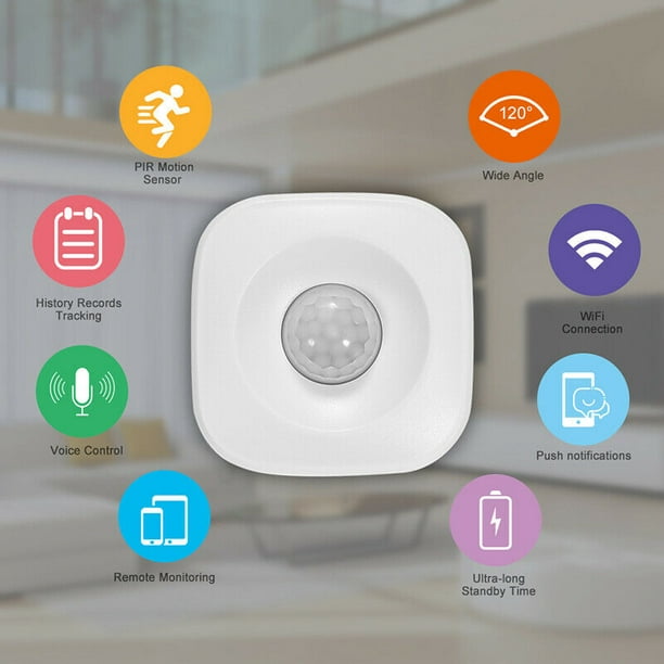 Sensor de movimiento inteligente inalámbrico: alerta de detector de  movimiento PIR, sistema de alarma de seguridad para el hogar infrarrojo  WiFi