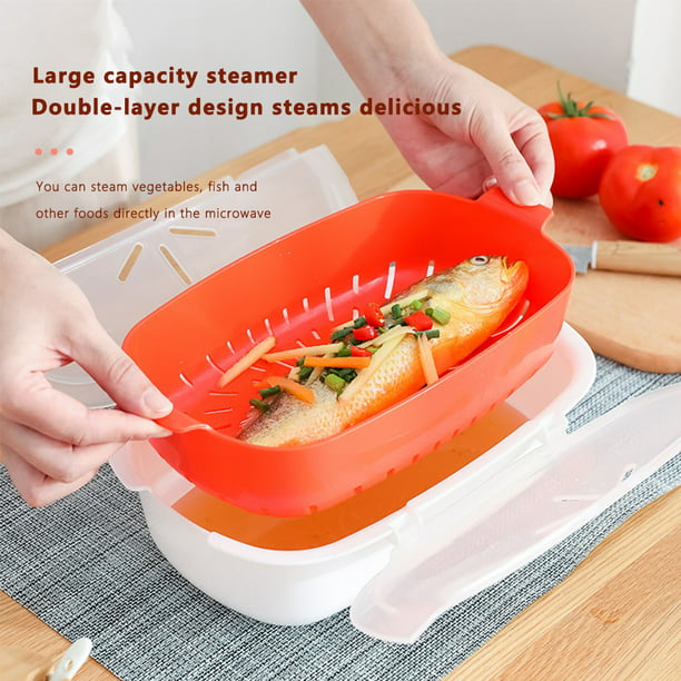 Vaporera de microondas Vaporera de verduras de plástico Cocina Cocina Cesta  de cocción al vapor para kenally HA004967-00