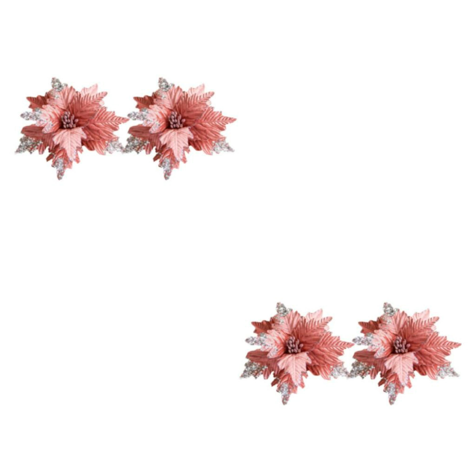 Bewildely 2 piezas de flores artificiales de de nochebuena con purpurina de 25 cm type2 no2