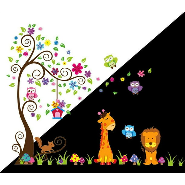  Pegatinas de pared de león para niños, decoración de dormitorio  de dibujos animados león lindo animal mural : Todo lo demás