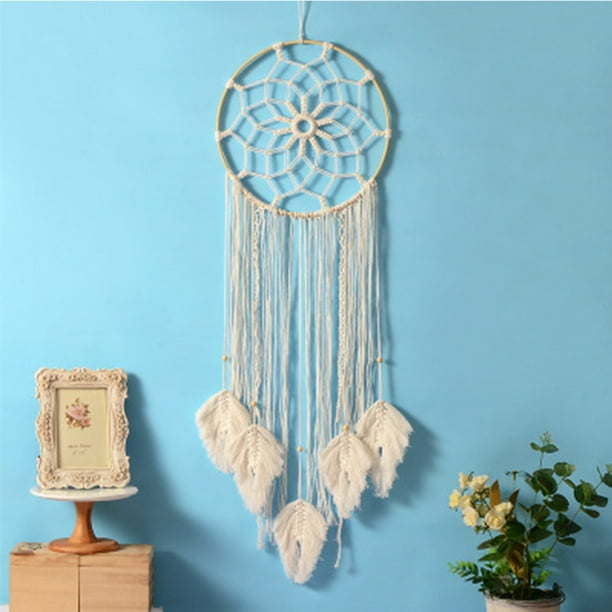 Tapiz de macramé para colgar en la pared, decoración de pared tejida, tapiz  de plumas de hojas, tapiz bohemio tejido a mano, decoraciones para el  hogar, sala de estar, dormitorio, decoración Adepaton