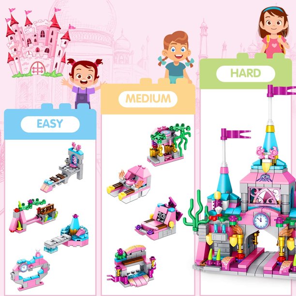 Juguetes de construcción para niñas de 6 7 8 9 10 11 12 años de edad, 568  piezas Princess Castle STEM Juego de juguetes de construcción, 25 modelos Ju