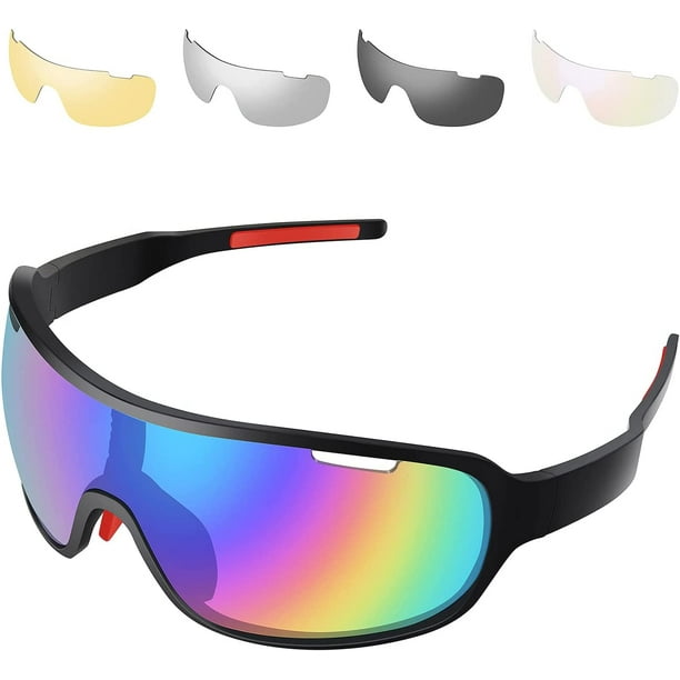 Gafas de ciclismo polarizadas para hombre y mujer, gafas deportivas para  bicicleta de montaña, antiuv400, con 5 lentes intercambiables ER