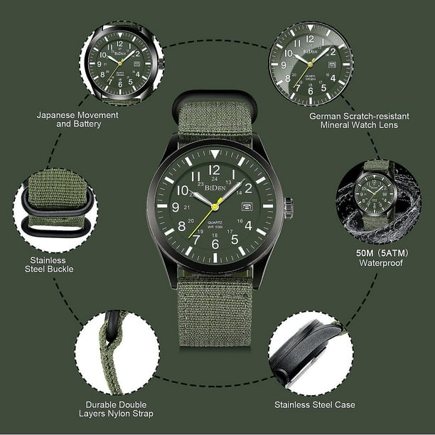 Relojes para hombre Relojes militares para hombres Reloj militar del  ejército Relojes de pulsera analógicos de cuarzo impermeables para hombres  Fecha (hy)