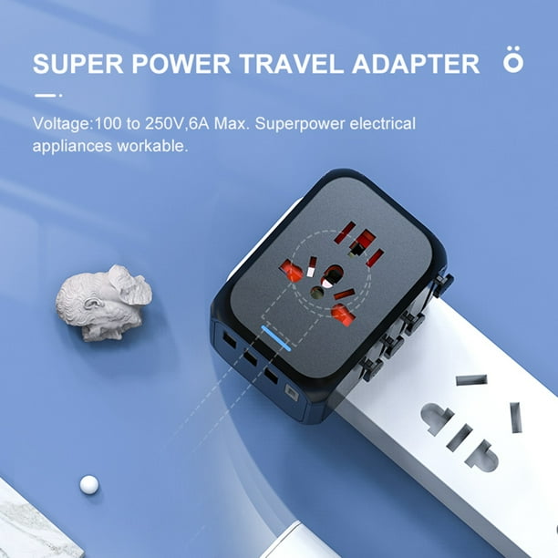 Adaptador de viaje internacional Adaptador de corriente universal en todo  el mundo todo en uno 4 USB con enchufe eléctrico perfecto para Europa EE.