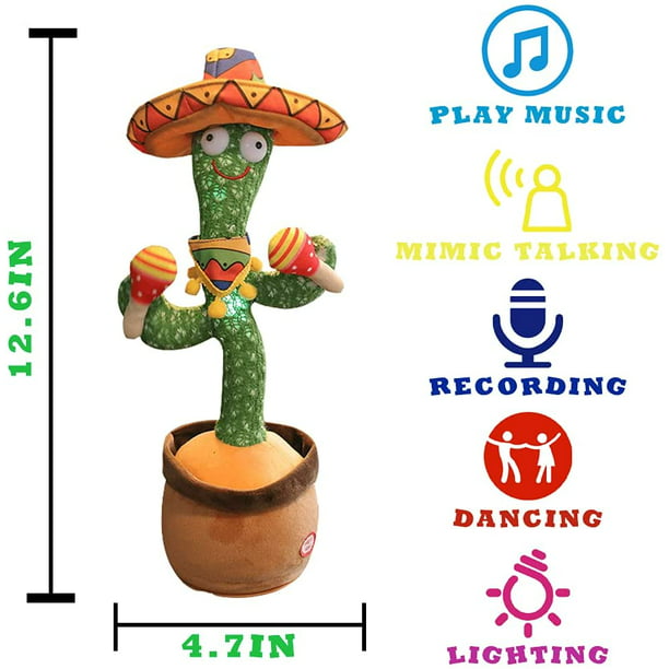 Actualización de cactus bailarín] Juguete de peluche con canciones en  inglés: cantar, bailar, grabar, brillar, repetir lo que dices, juguetes de  peluche para niños de 12,6 Sincero Hogar