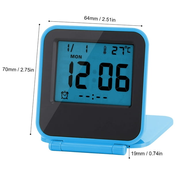 Reloj despertador digital de viaje de sobremesa plegable portátil con  calendario de temperatura Fecha Semana Blanco