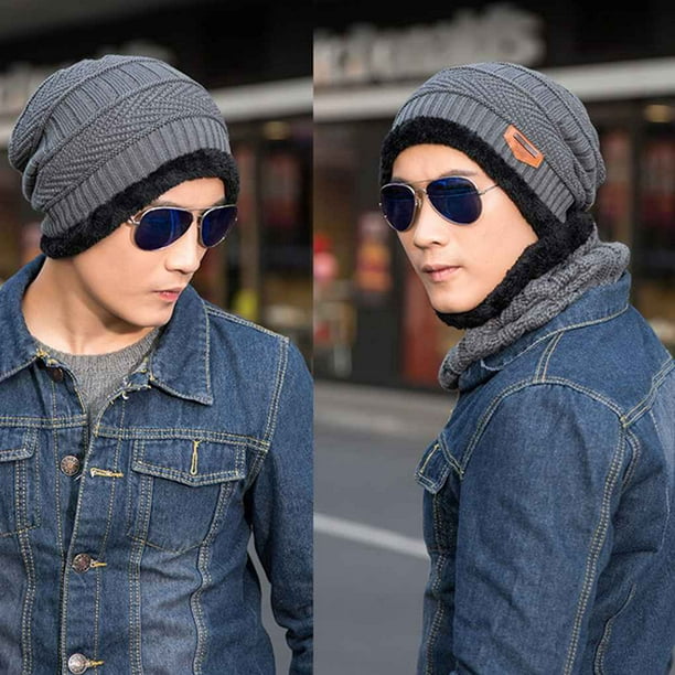 Gorros de lana Coral para invierno Bufanda para hombre Suave Cálido