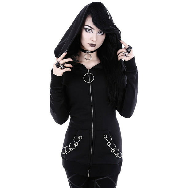 Cárdigan para mujer, abrigo punk gótico negro con capucha de manga Odeerbi ODB-3 | Walmart en línea