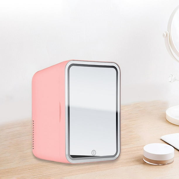 Nevera cosmética portátil, Mini refrigerador con espejo de maquillaje LED,  nevera pequeña para el cuidado de la piel, escritorio de oficina de belleza  mayimx Refrigerador compacto