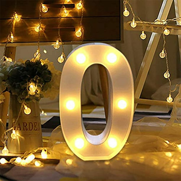 Números LED Número de lámpara Números luminosos 0 1 2 3 4 5 6 7, Decoración  Luces blancas cálidas - 0 oso de fresa Electrónica