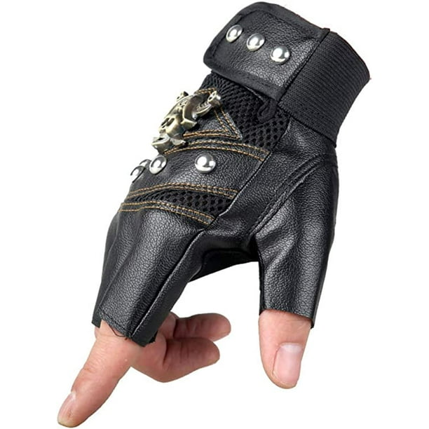 Guantes de remache negro guantes góticos steampunk ropa punk remache  motocicleta guantes de conducci JAMW Sencillez