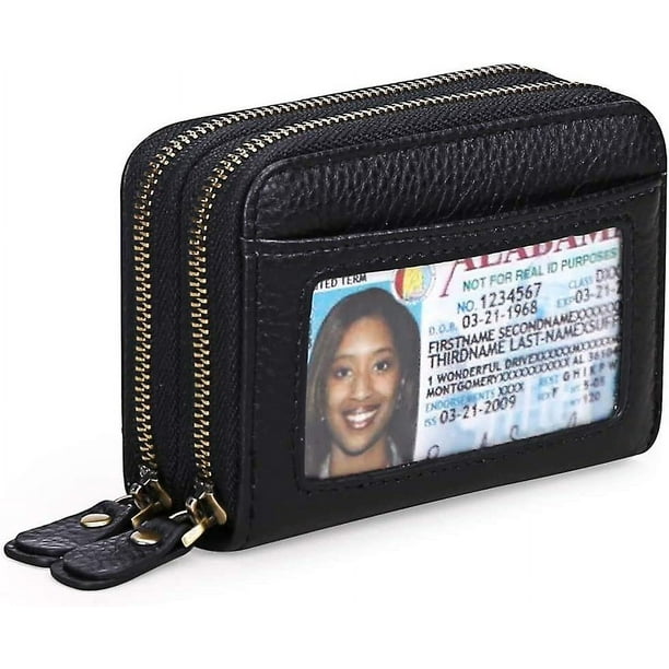 Monedero negro para mujer con protección RFID, cartera de monedas