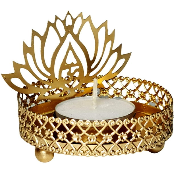 Porta velas de madera con vela de vainilla Lotus