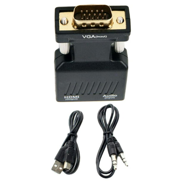 Adaptador Conversor HDMI a VGA, 1080p con puerto de audio, Rankie Active  HDMI HDTV a VGA chapado en oro, macho a hembra con micro USB y cable puerto