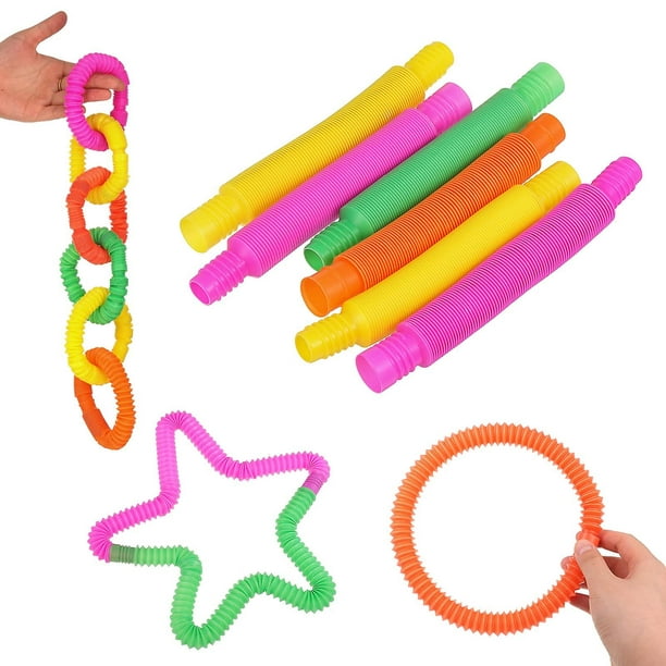 12 Uds tubos elásticos sensoriales coloridos juguetes antiestrés Mini tubo  sensorial Pop tubos juguetes educativos para niños Color aleatorio kaili  Sencillez