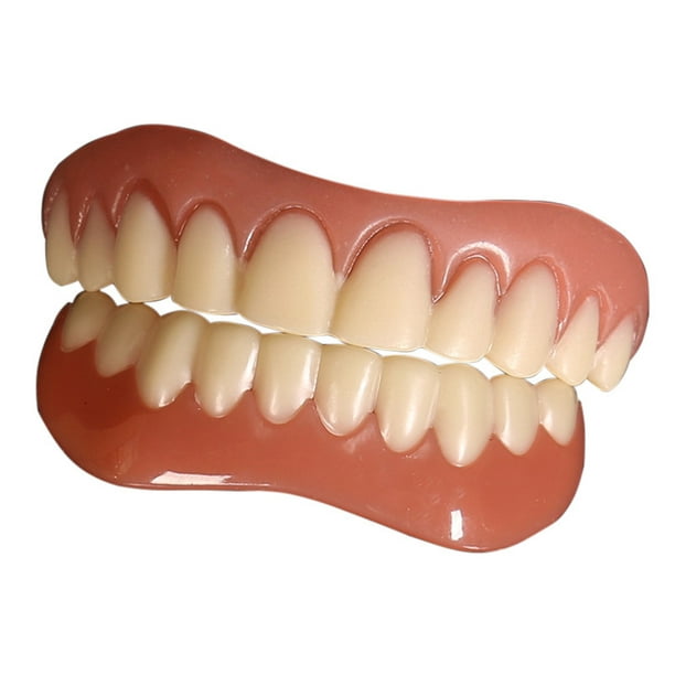 2 pares de dientes postizos carillas, carillas dientes cosméticos cubierta  dental dientes falsos dentaduras temporales dientes artificiales dentaduras  postizas