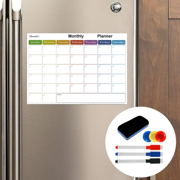 Diseño de pizarra - Calendario magnético de borrado en seco para  refrigerador, planificador mensual de refrigerador, calendario de tablero,  17 x 14