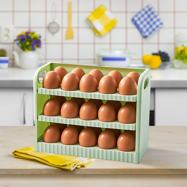 Soporte para Huevos de 3 Niveles para Refrigerador, Contenedor de  Almacenamiento de Huevos para Estante de Cocina de Despensa Verde perfecl  Titular de huevos