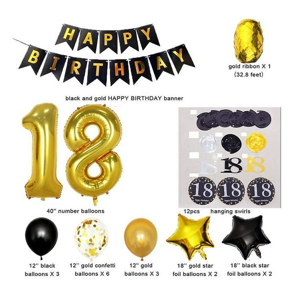 Decoraciones de fiesta de cumpleaños número 18, globos de feliz