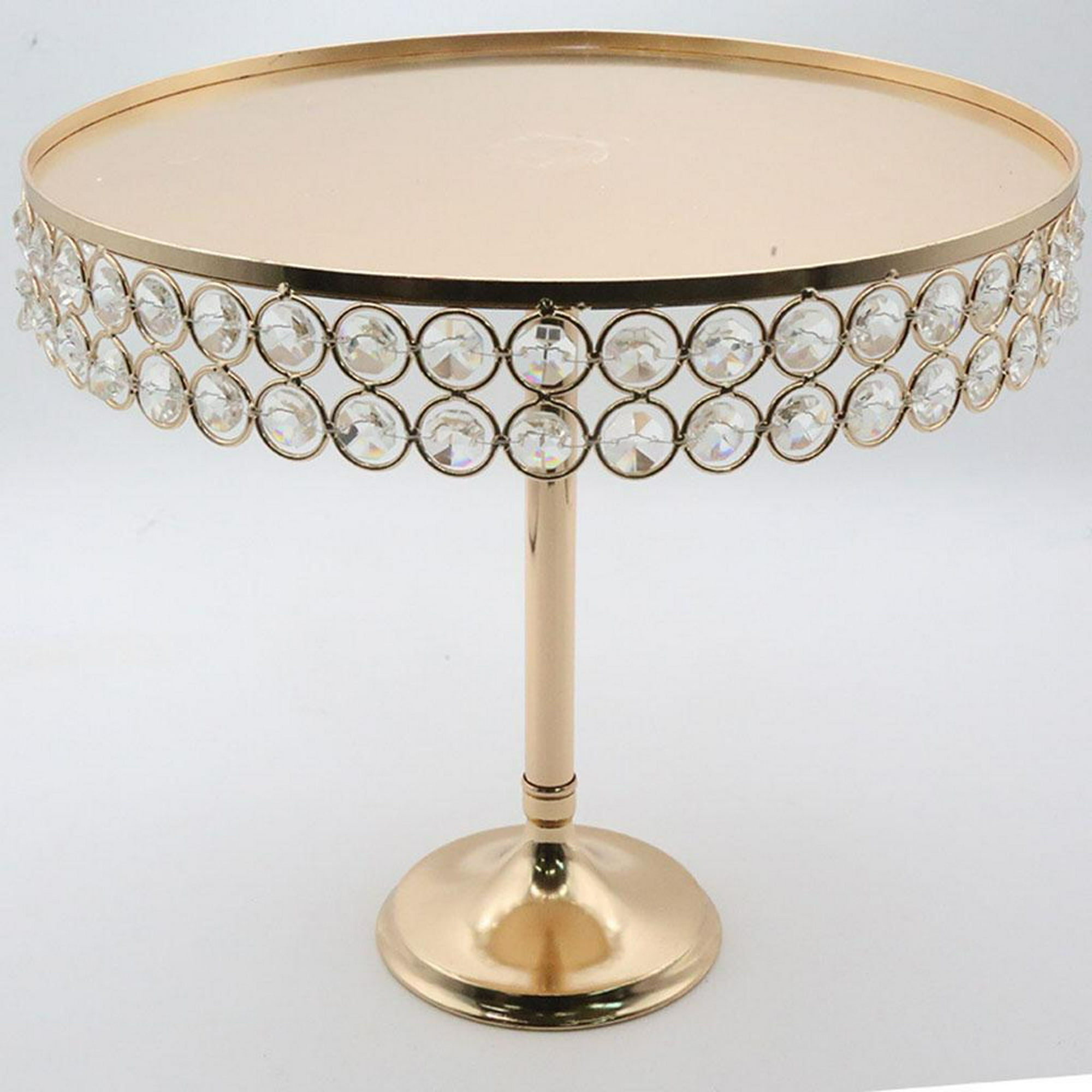 Soporte de tarta de Cristal Metálico, Tono de Oro Brillante