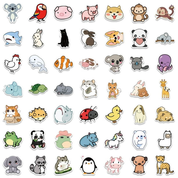 Pegatinas de animales de dibujos animados, 100 piezas de pegatinas de  animales de dibujos animados pegatinas impermeables calcomanías de animales  tecnología innovadora