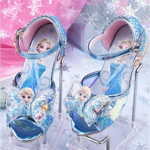 Nuevas sandalias de Disney para niñas, zapatos de princesa elsa de tacón  alto a la moda para niños, zapatos de cristal congelado, zapatos de  pasarela, plantilla de 25 cm, 16,5 cm Gao