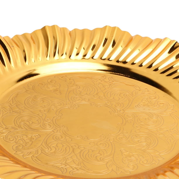Bandeja redonda dorada desgastada de 15 pulgadas, bandeja decorativa dorada  para mesa auxiliar, bandeja redonda dorada para servir, bandejas redondas