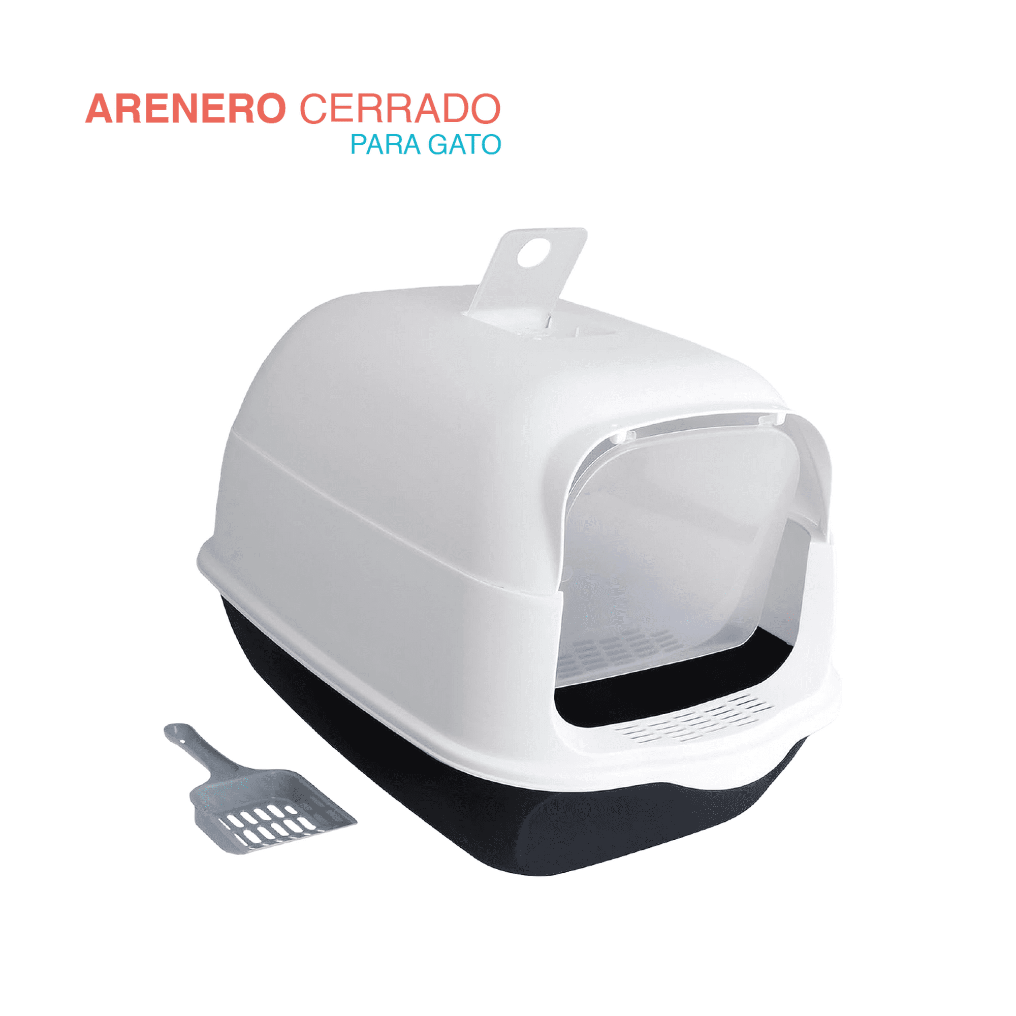 Arenero para Gato Cerrado Puerta Abatible Pala VentilacionROSA