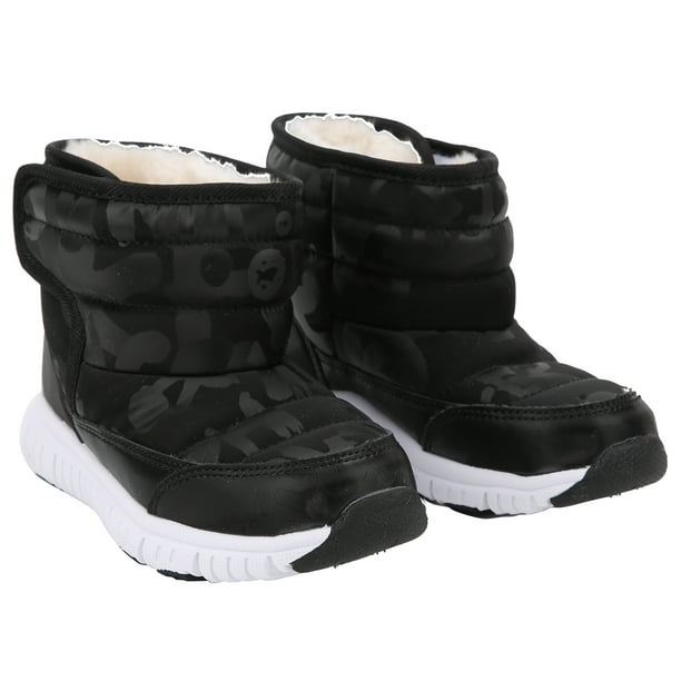 Botas de nieve de piel cálida de invierno para niños, zapatos peludos  negros para niñas, calzado impermeable antideslizante para niños,  zapatillas de