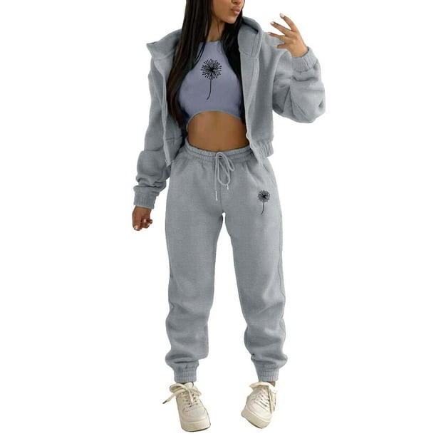 Gibobby Set Pants y Sudadera Mujer Conjunto de ropa deportiva de 3