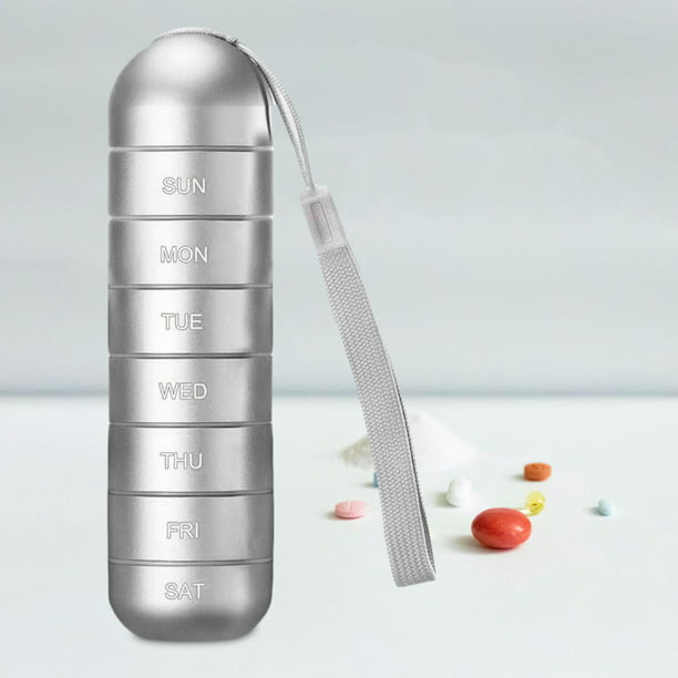 Mini pastillero portátil de aluminio, 3 compartimentos independientes,  llavero, bolsillo al aire libre, contenedor, botella, pastillero