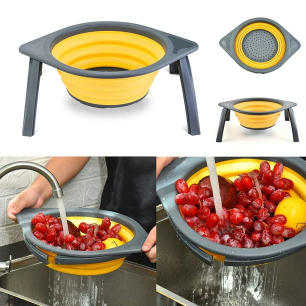 Colador plegable de silicona para frutas y verduras, cesta de