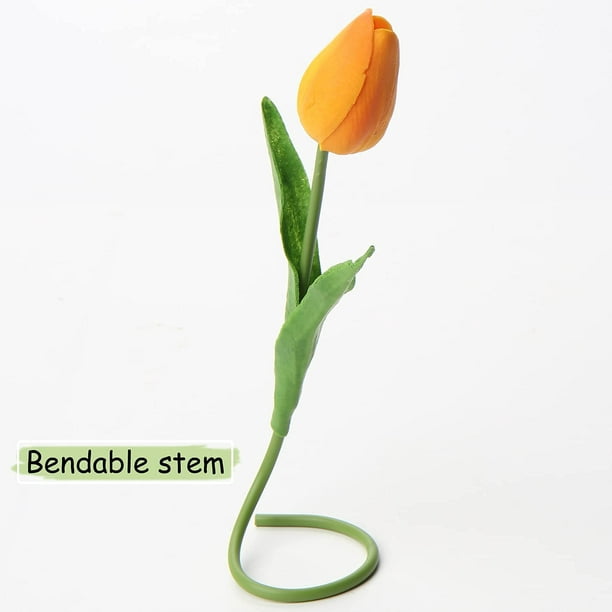 Tulipanes artificiales de poliuretano reales al tacto. Arreglo floral en  ramo de 10 flores para el hogar, la oficina y decoración de bodas (rojos).