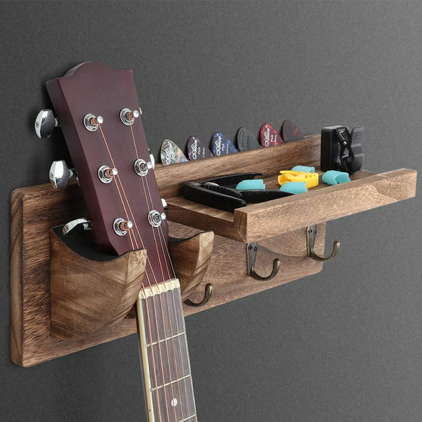 Soporte para guitarra Soporte para guitarra montado en la pared Colgador de  pared de madera Suministros para rack de almacenamiento de instrumentos,  Marrón Monstrate HA004063-01B