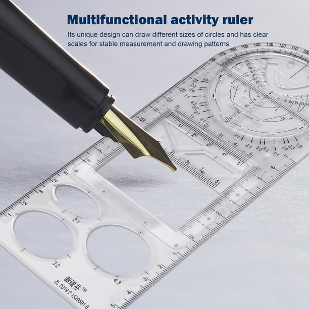 Regla Dibujo Multifuncional, Reglas de Plantilla de Medición, Dibujo  Geométrico, Línea Redonda para r- Escuela Secundaria Sunnimix Regla de  dibujo