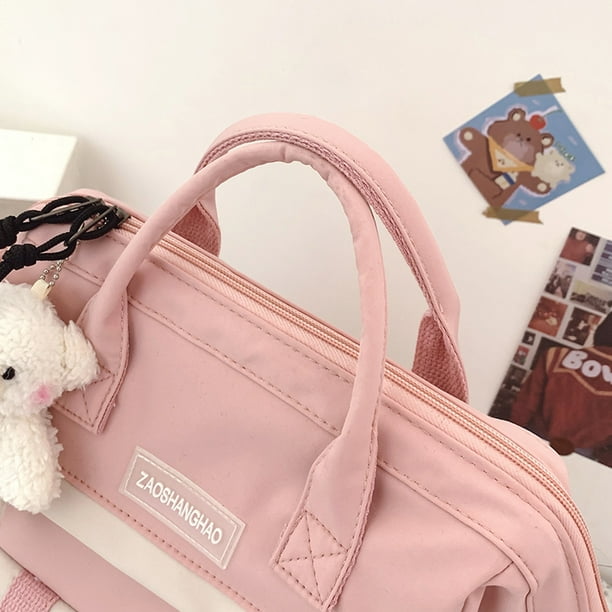 Bolsa Mochila de viaje de color de contraste de moda para mujer Mochila  grande para la escuela (rosa) JShteea Para Estrenar