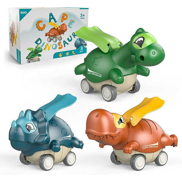 Juguetes de dinosaurio para niños de 1 a 4 años, autos de juguete Press and  Go para niños, juguetes para niños pequeños de 2 a 4 años, vehículos de  tracción trasera para