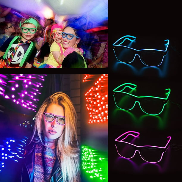 Gafas Led Eye-Friendly El Wire Gafas Led Gafas Rave Llamativas Gafas Con  Luz Led Alimentadas Por Bater铆a Gafas Unisex Led Que Brillan Intensamente  Para Fiesta De Festival Muyoka Hogar
