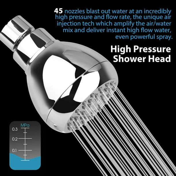 Cabezal de ducha y brazo de ducha de 3 pulgadas, cabezal de ducha de  montaje en pared de alta presión para duchas de bajo flujo con brazo de  ducha y