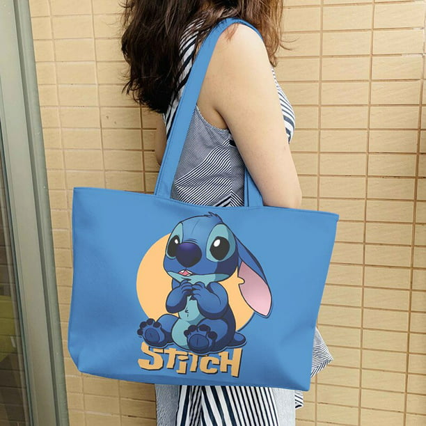 Bolso de mano con estampado de dibujos animados de Disney Lilo & Stitch,  bolso de compras con patrón de pequeño monstruo informal a la moda, bolso