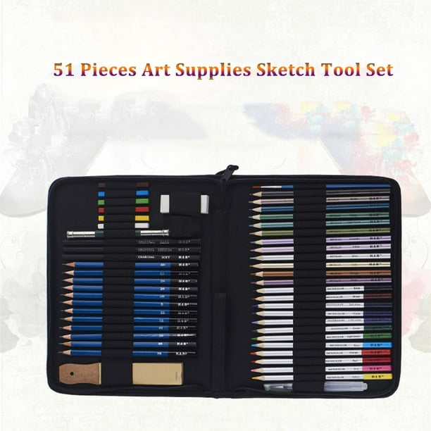 H & B 51 unids/set Kit de dibujo lápiz de madera lápices de dibujo arte