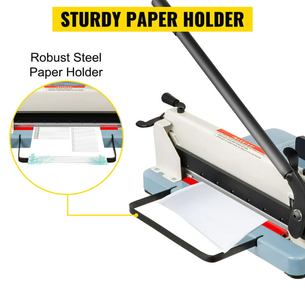 Cortador de papel guillotina resistente, capacidad de 400 hojas,  recortadora de papel apilada A4 de 12 pulgadas, base de acero, color negro