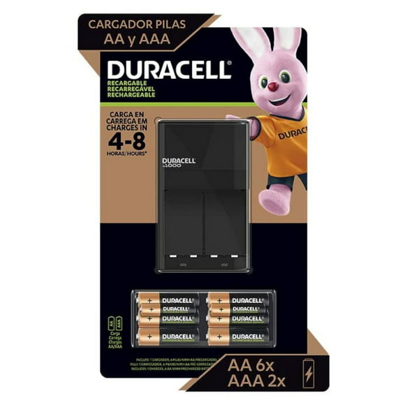 kit duracell recargable duracell 5010032 cargador  6 pilas aa  2 pilas aaa
