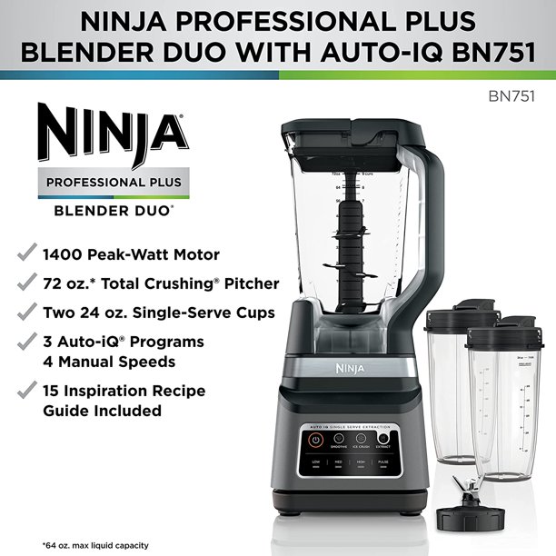  Ninja - Batidora de pantalla inteligente con base de 1000  vatios, programas de 4 autoiQ, pantalla táctil, jarra de trituración total,  (CT650), negro (renovado) : Hogar y Cocina