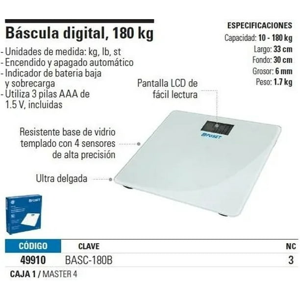 BASCULA DIGITAL DE PISO BAÑO CONSULTORIOS SALUD CONTROL DE PESO FOSET HASTA  180kg