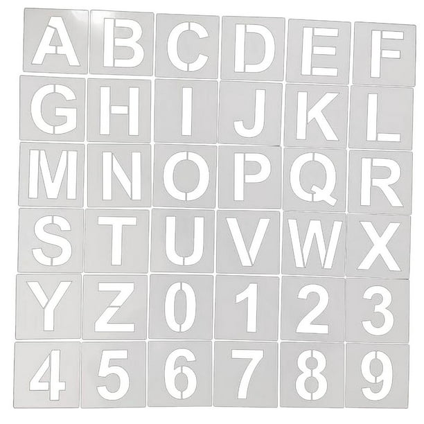 36 plantillas de letras para pintar, números reutilizables y plantillas del  alfabeto, plantillas de pintura en aerosol, plantillas de letras para