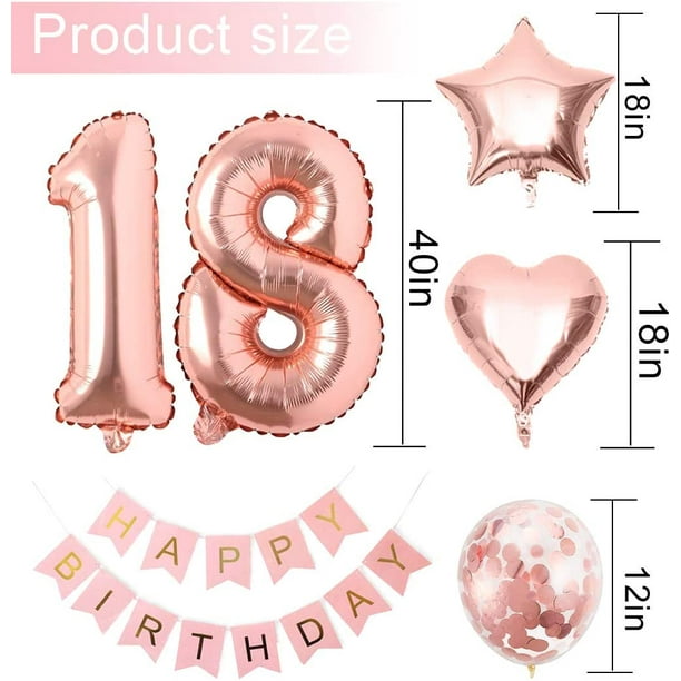 Paquete de globos de 18 cumpleaños, globos de 18 cumpleaños, decoración de 18  cumpleaños, 18o suministros de fiesta, globos de plata, decoración de la  fiesta, 18 años -  México
